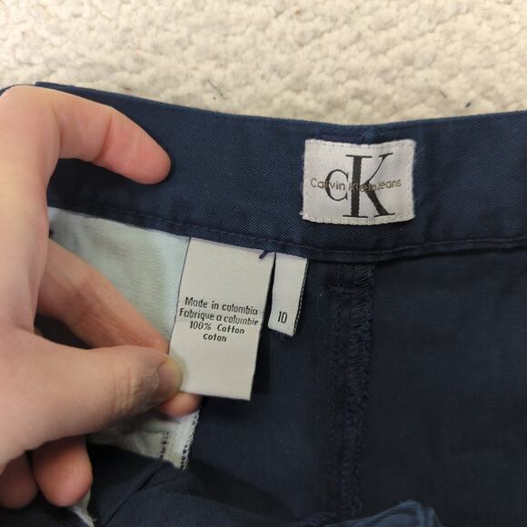 Vintage 90s Calvin Klein Pleated Pants Navy Blue Tapered Leg Women's 6 High-rise - Picture 7 of 11